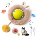 Interactive moving cat ball with fluffy tail and bunny ears