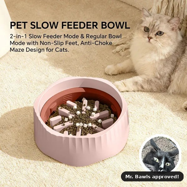 Pink-Dual-purpose Slow Food Bowl, Fast&slow Food Can Be Freely Switched To Adapt To Different Pet Eating Habits, Cross-border Hot...