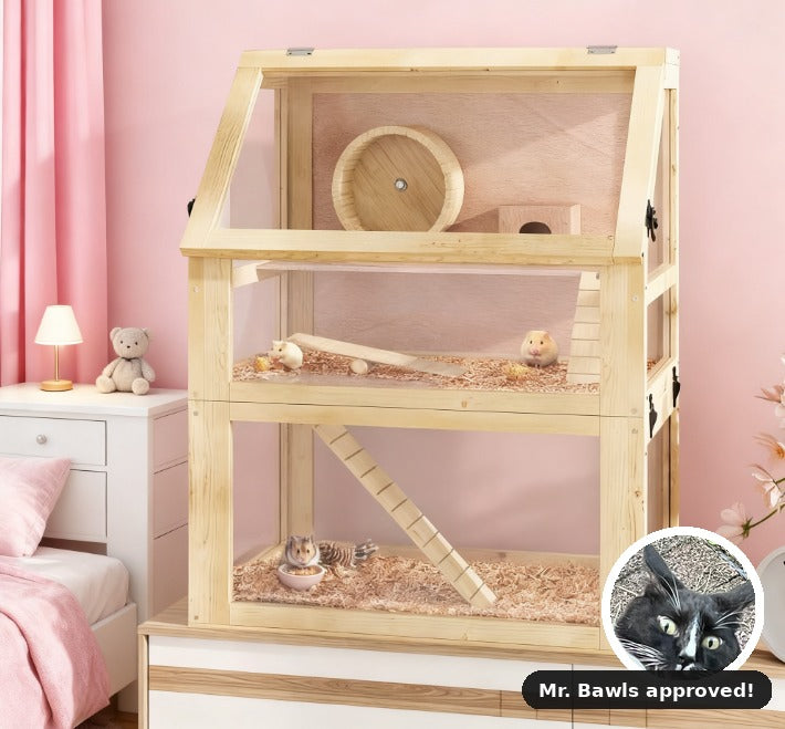 3 Tier Wooden Hamster Cage