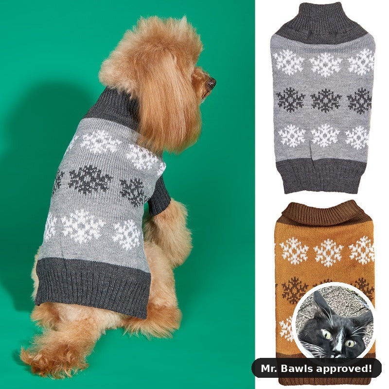 Snowflake Brown Gray Autumn And Winter New Dog Christmas Sweater